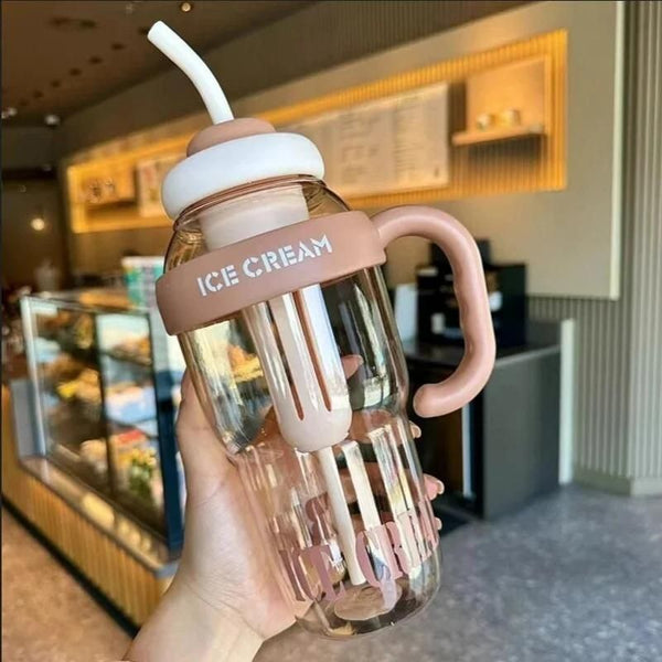 Water Bottle with Handle & Straw