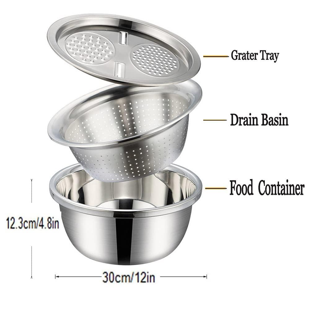 3 in 1 Grater Stainless Steel Colanders Set