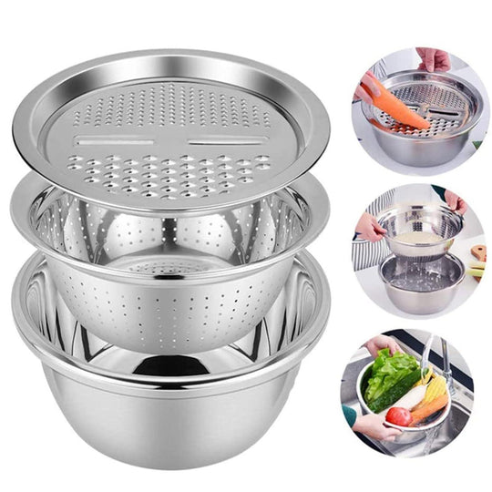 3 in 1 Grater Stainless Steel Colanders Set