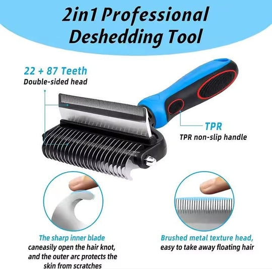 2 in 1 Deshedding Grooming Undercoat Brush